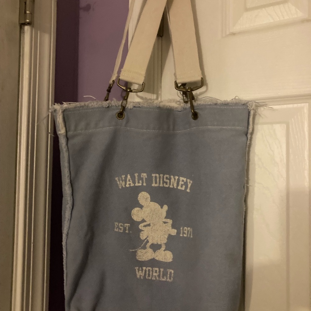 Walt Disney World Small Souvenir Blue Canvas Tote Bag New Without Tags